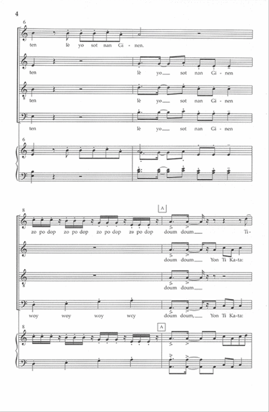 Twa Tanbou 4-Part scores gallery preview page 3