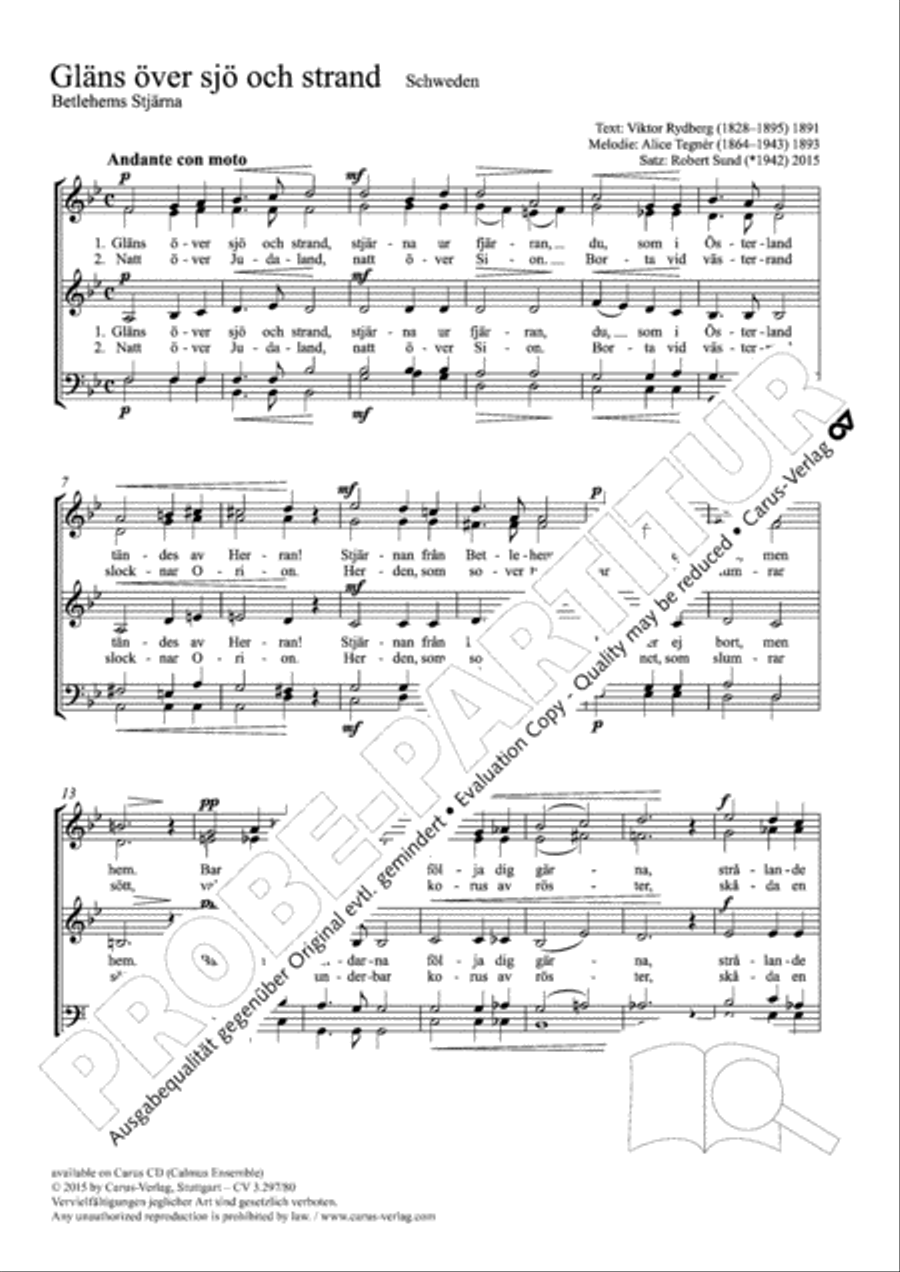 Glans over sjo och strand/ Bethlehems Stjarna SSATB scores gallery preview page 2