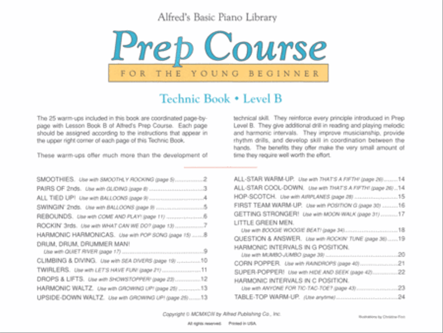 Alfred's Basic Piano Prep Course Technic, Book B Piano Method scores gallery preview page 2