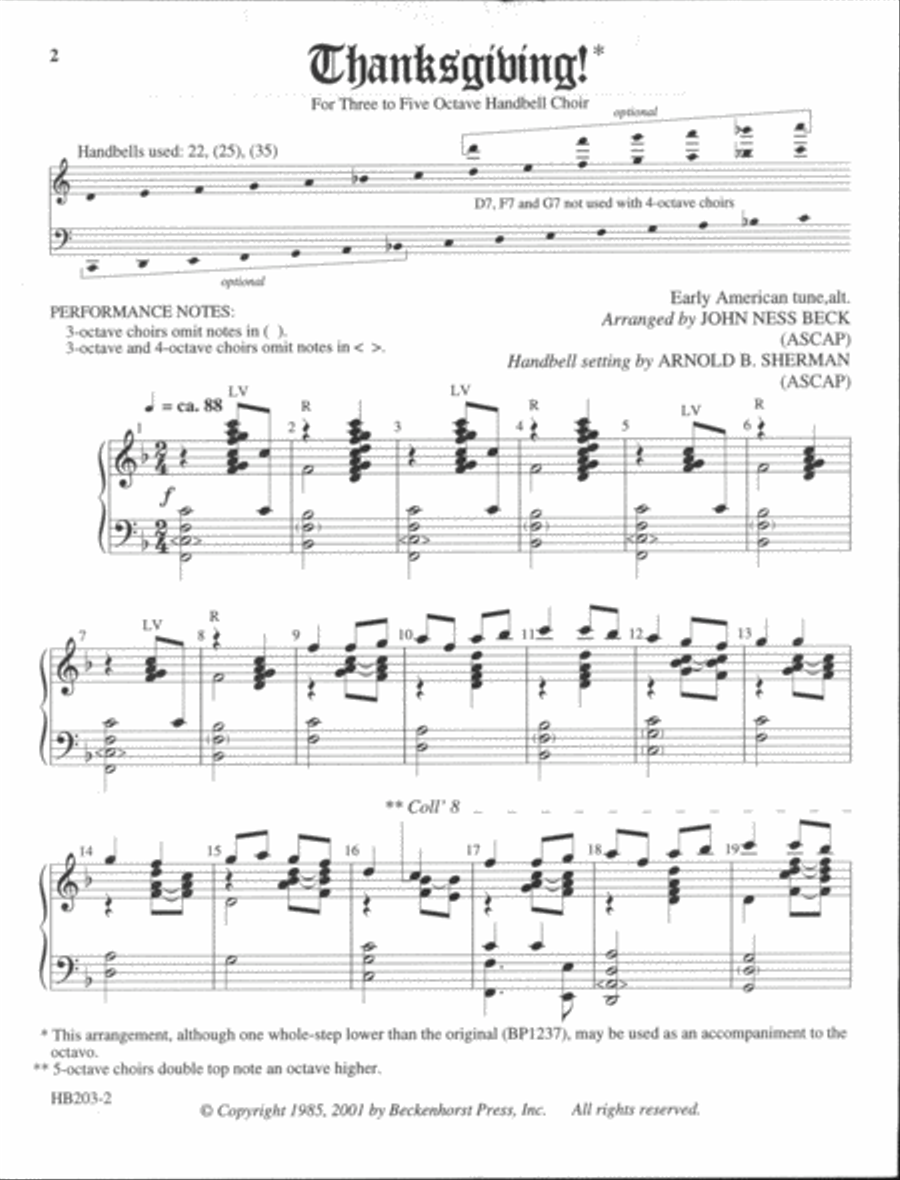 Thanksgiving! - handbell 5-Octaves scores gallery preview page 2