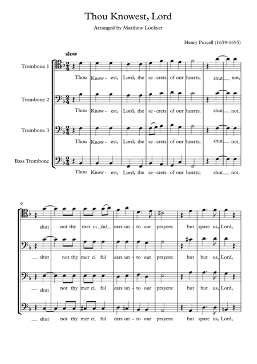 Thou knowest, Lord Thou knowest, Lord Brass Ensemble scores gallery preview page 2