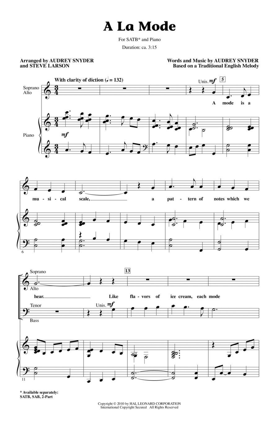 A La Mode A La Mode 4-Part scores gallery preview page 1