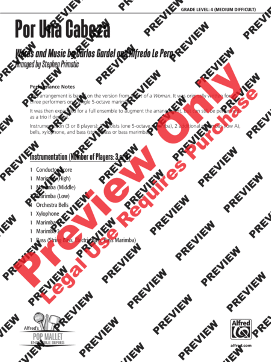 Por Una Cabeza Percussion Ensemble scores gallery preview page 10