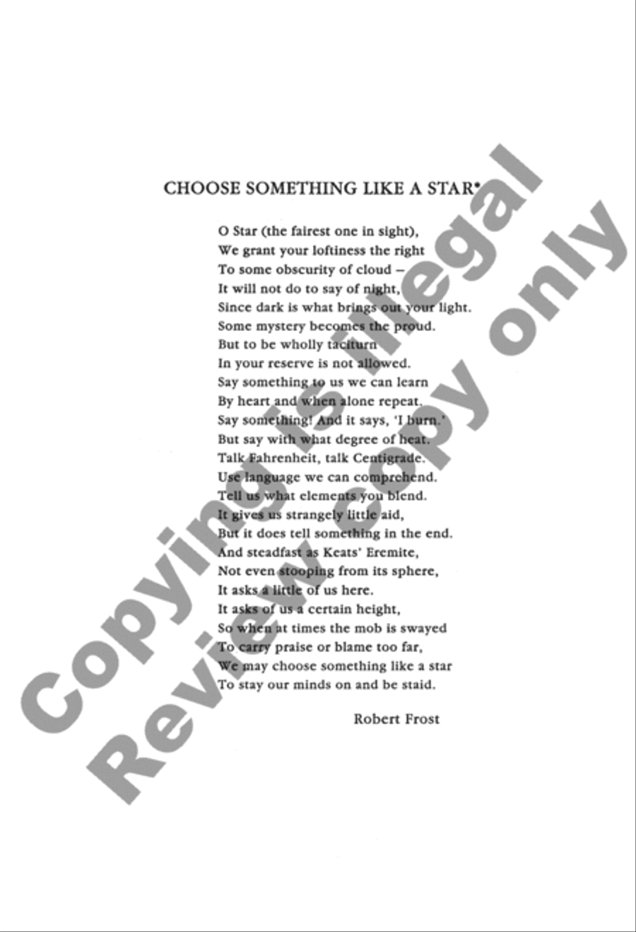 Choose Something Like A Star - SATB - From 
