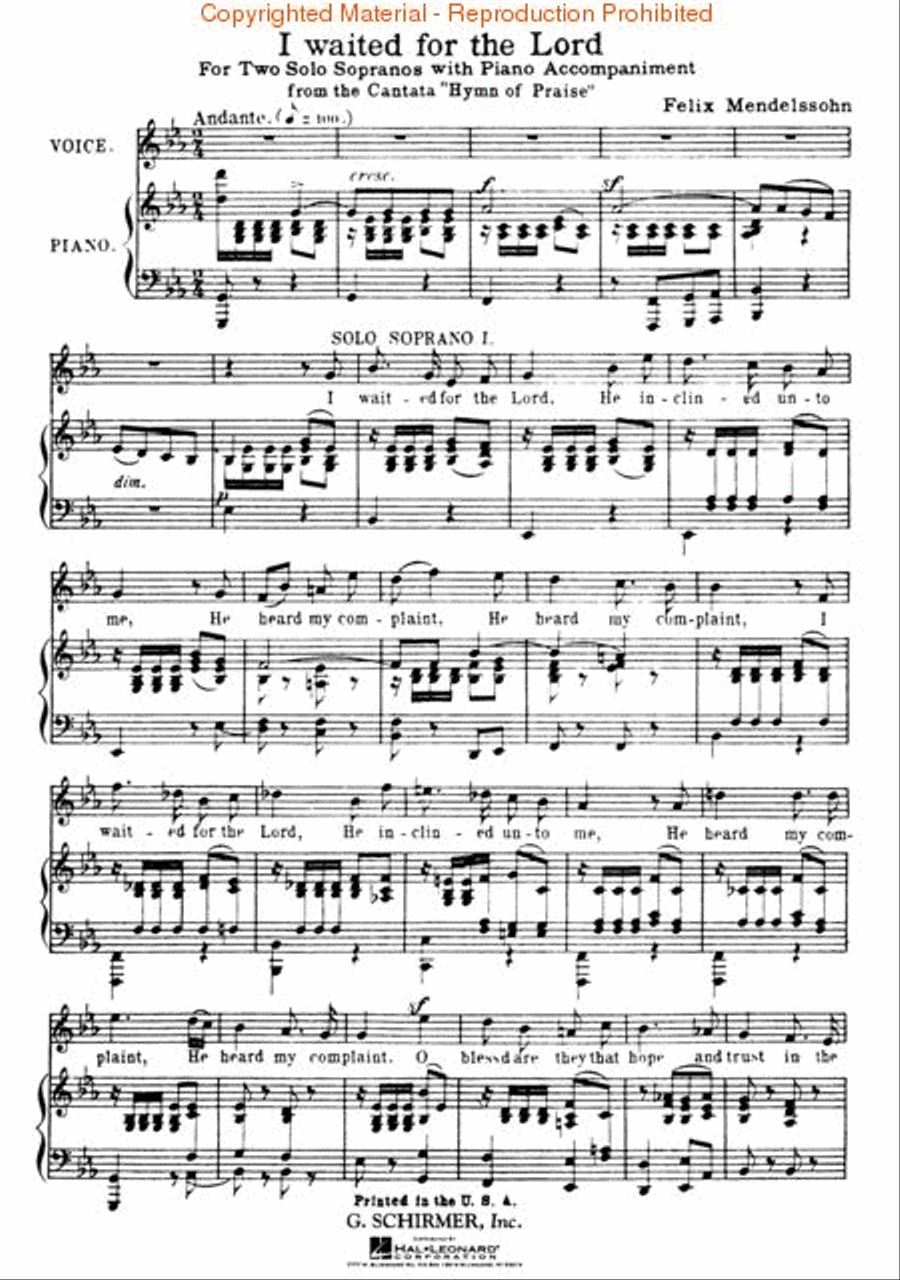 I Waited for the Lord (from Hymn of Praise) Piano scores gallery preview page 2