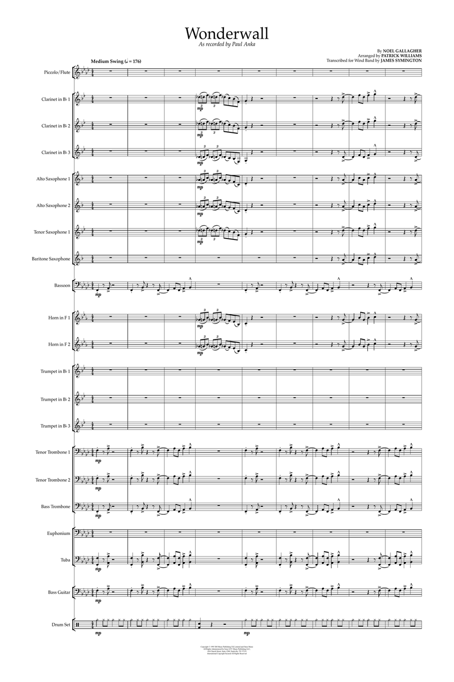 Wonderwall Concert Band scores gallery preview page 1