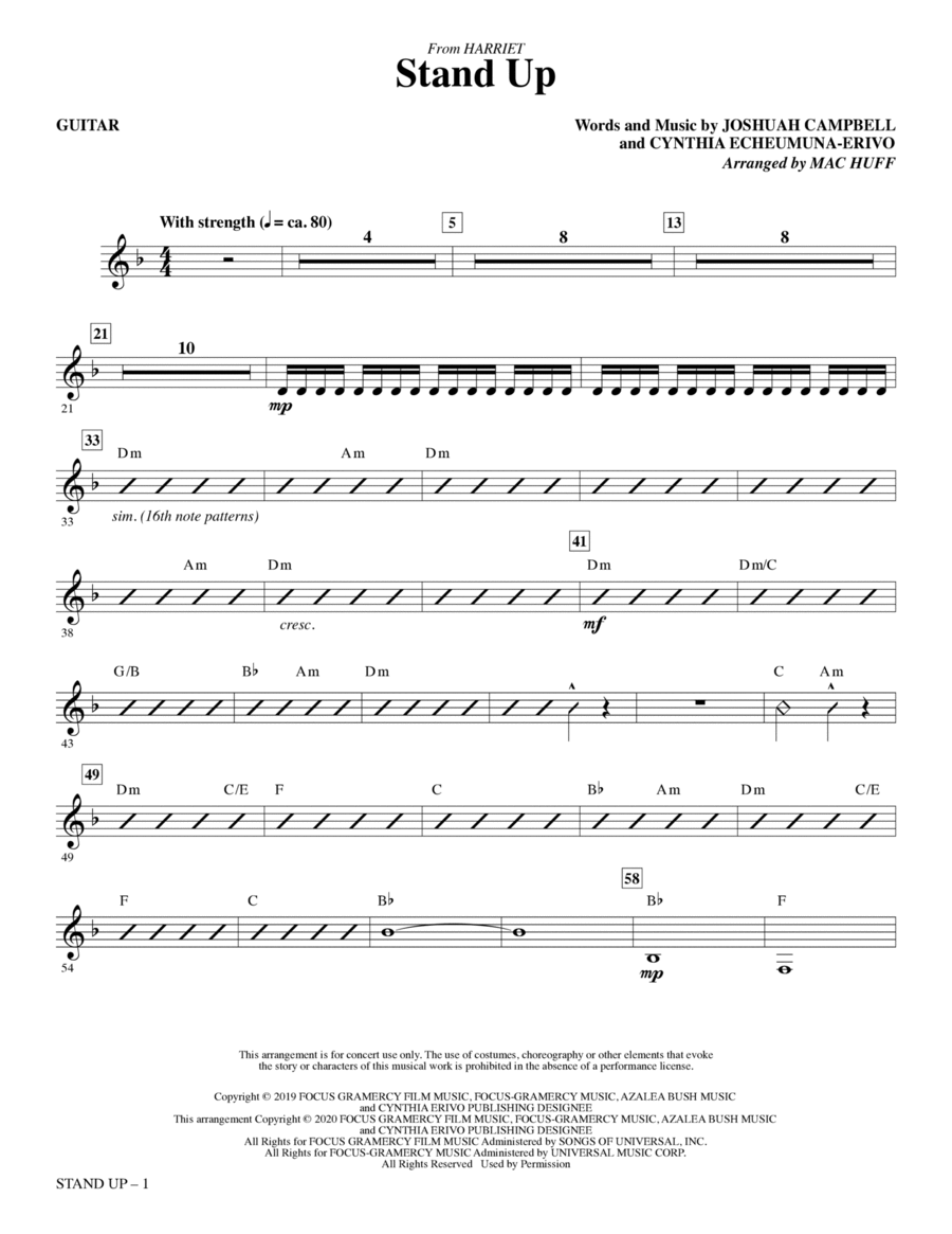 Stand Up (from Harriet) (arr. Mac Huff) - Guitar