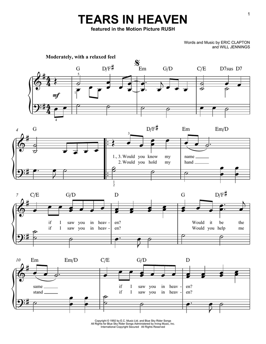 Tears In Heaven Voice scores gallery preview page 1