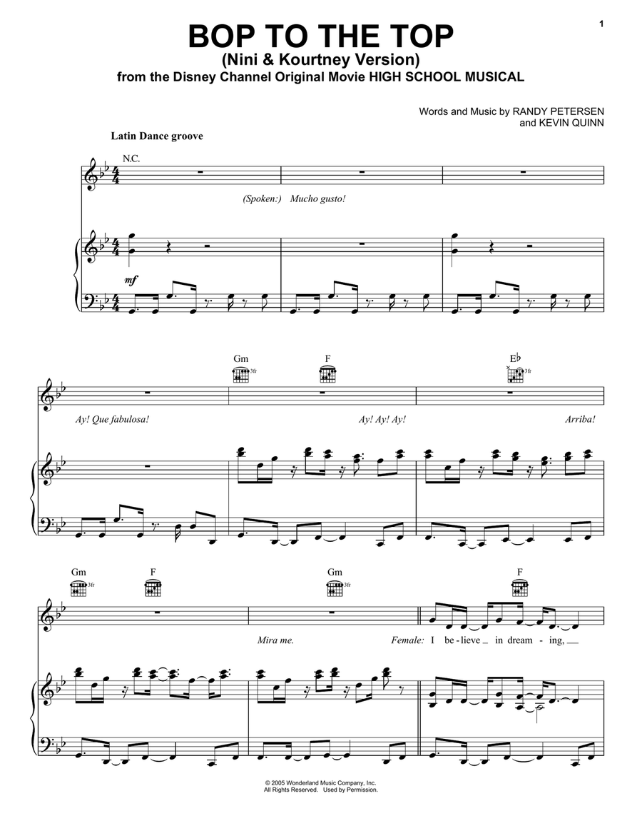 Bop To The Top (from High School Musical) Piano, Vocal, Guitar scores gallery preview page 1