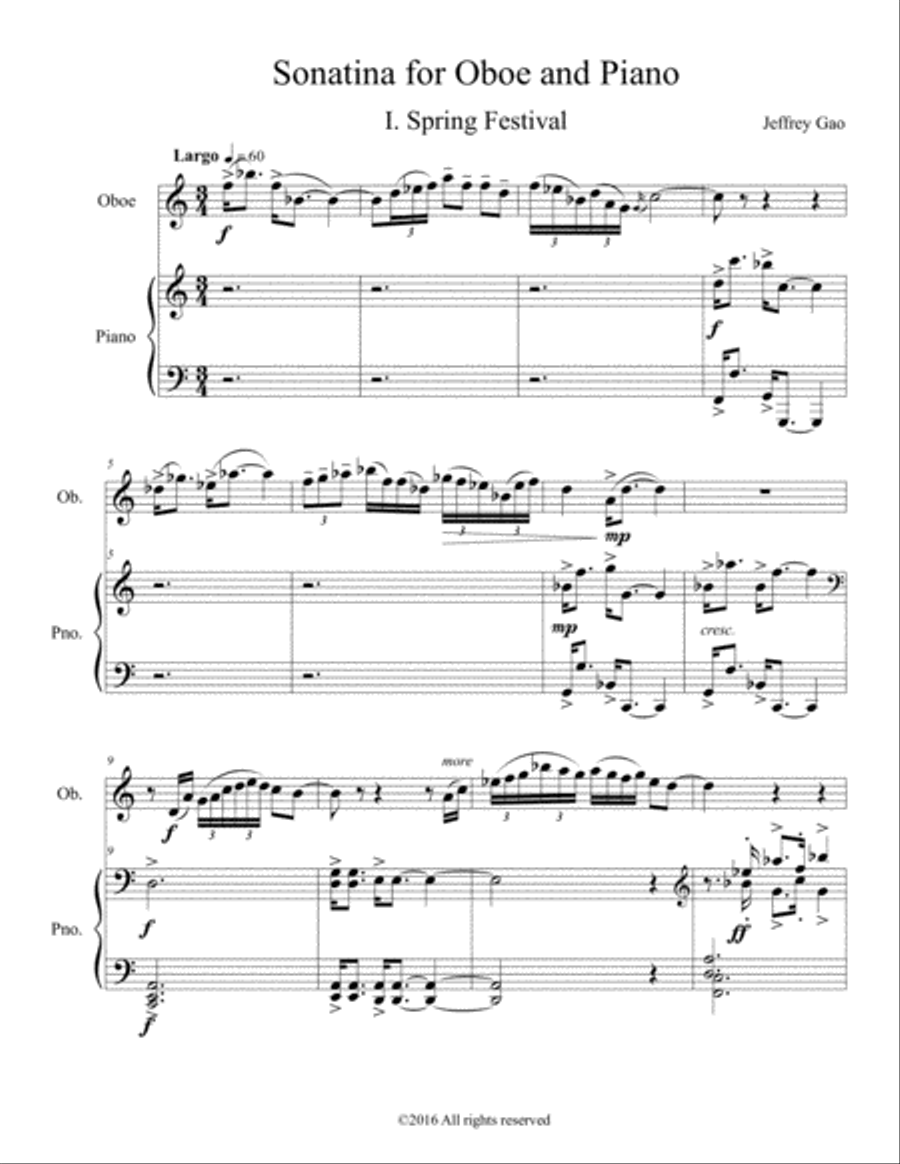 Sonatina for Oboe & Piano