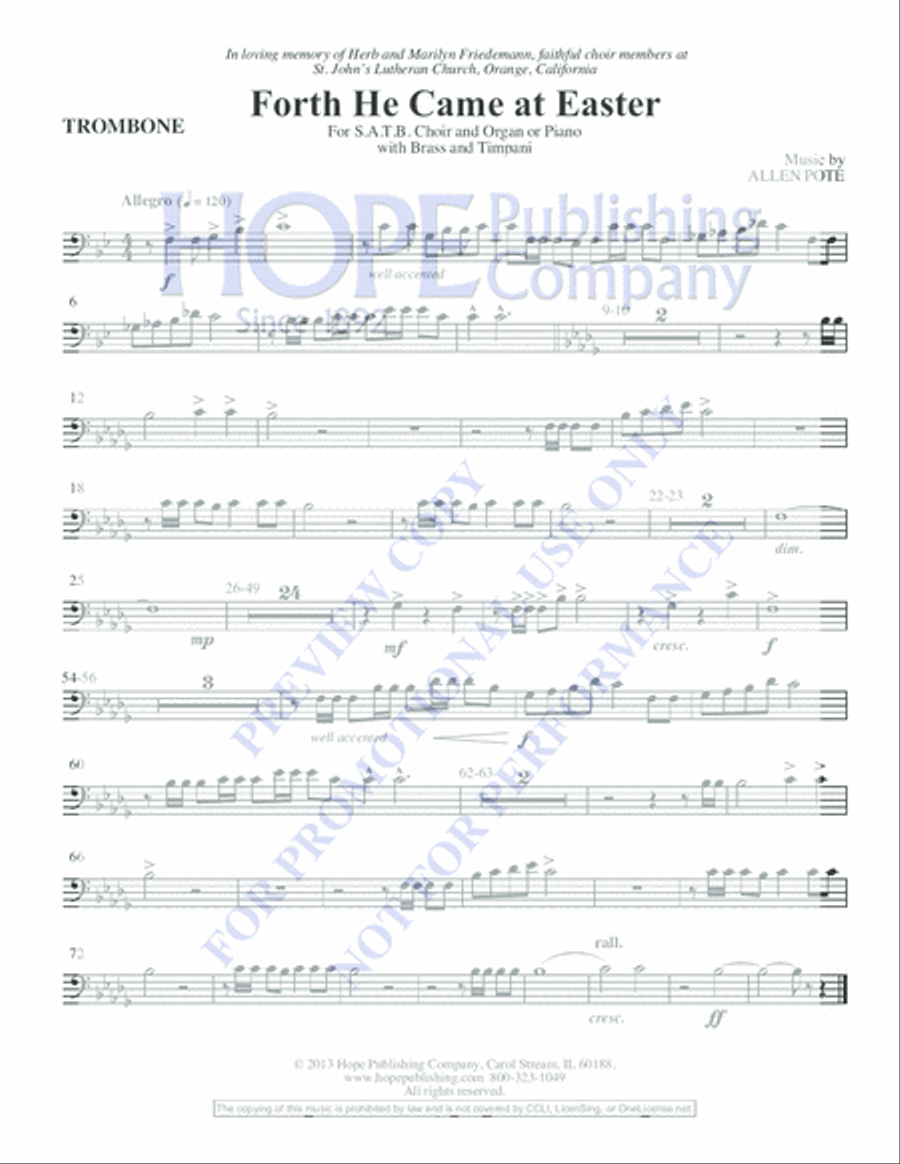 Forth He Came at Easter 4-Part scores gallery preview page 16