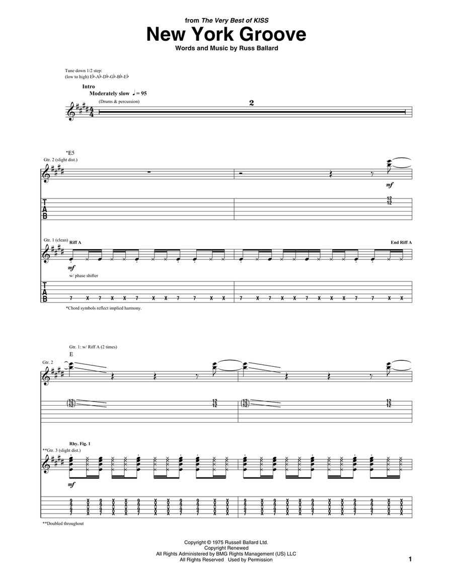 New York Groove Guitar Tablature scores gallery preview page 1