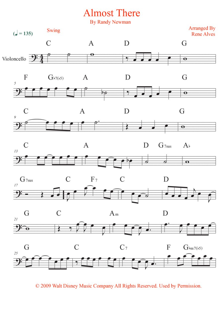 Almost There Cello Solo scores gallery preview page 1