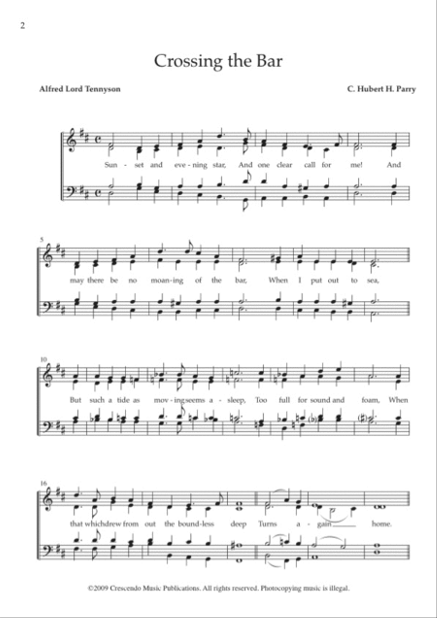 Crossing the Bar, Op. 4-Part scores gallery preview page 2