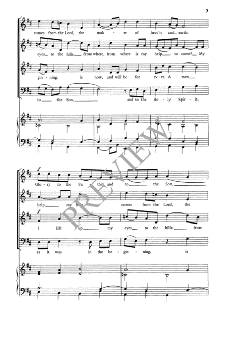 Canon on I Lift Up My Eyes to the Hills 4-Part scores gallery preview page 8
