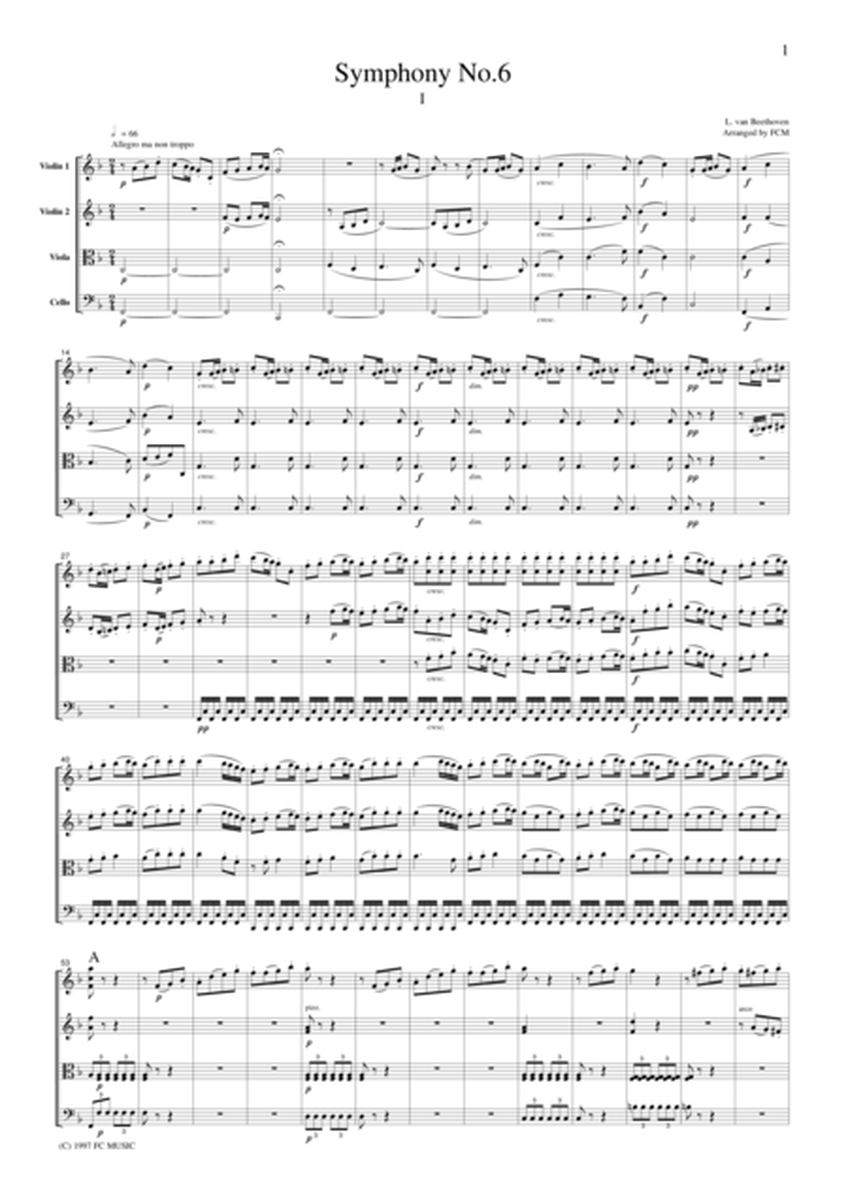 Beethoven Symphony No.6 (Pastoral), 1st mvt., for string quartet, CB002 image number null