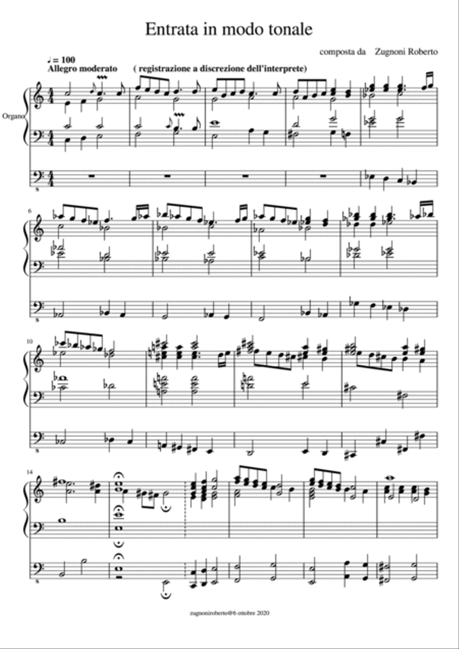 Entrata in modo tonale Entrata in modo tonale Organ Solo scores gallery preview page 1