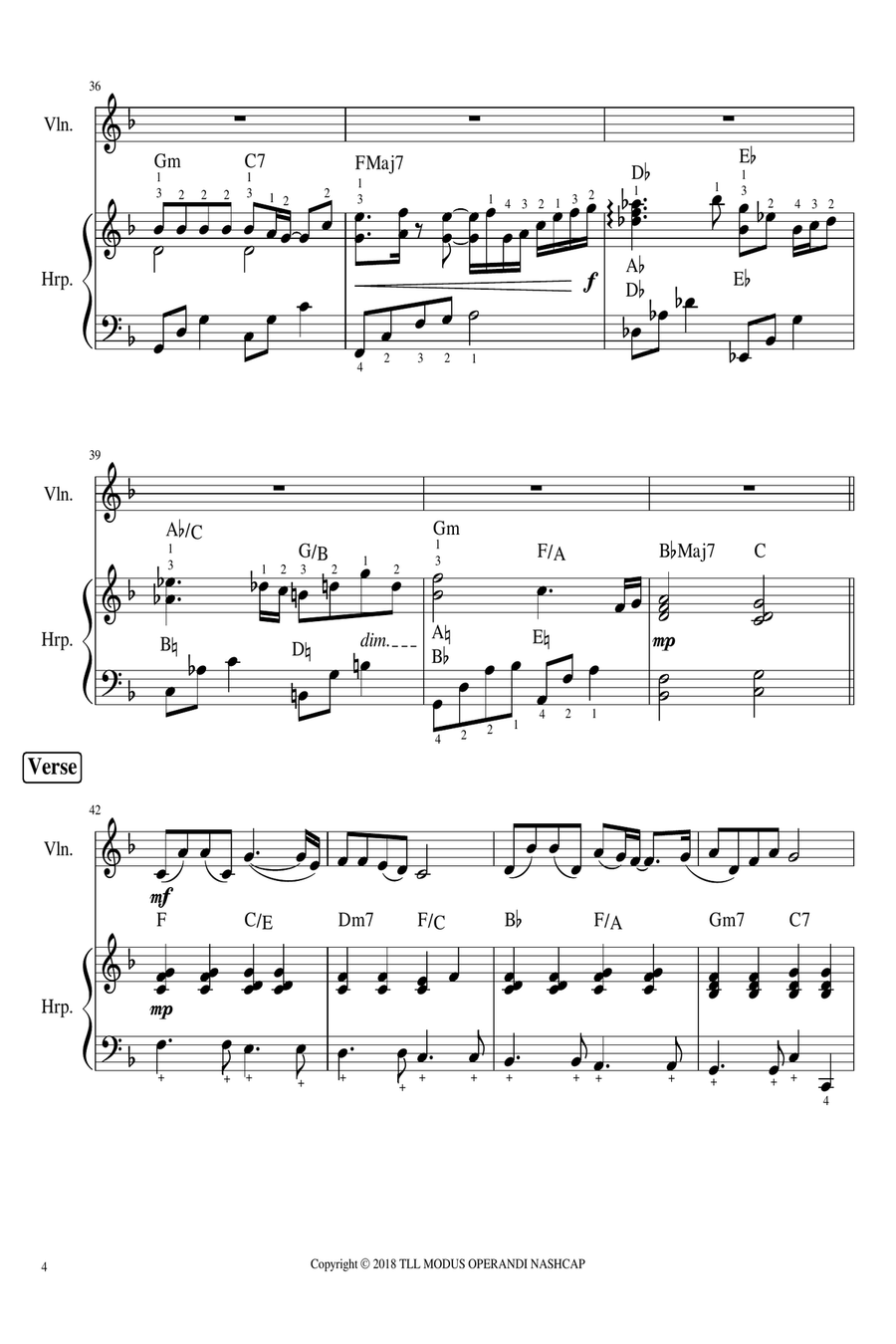 [Harp & Violin Duet] 恩典之路+一生愛祢 | The Path of Grace +With All My Love by Stream of Praise String Duet scores gallery preview page 4