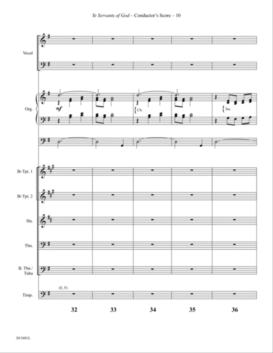 Ye Servants of God - Brass and Percussion Score and Parts Choir scores gallery preview page 12