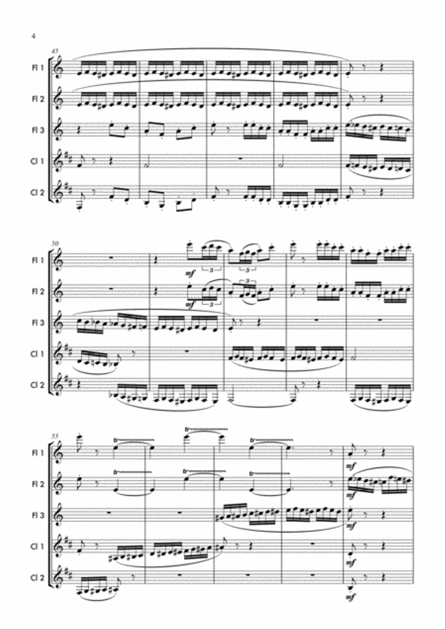 Flight of the Bumblebee by Nikolai Rimsky-Korsakov Woodwind Ensemble scores gallery preview page 5