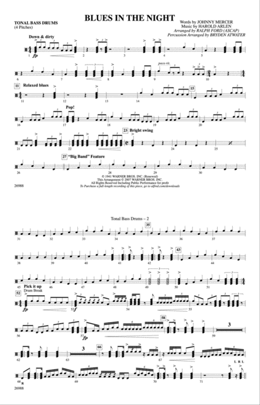 Blues in the Night: Tonal Bass Drum Marching Band scores gallery preview page 2