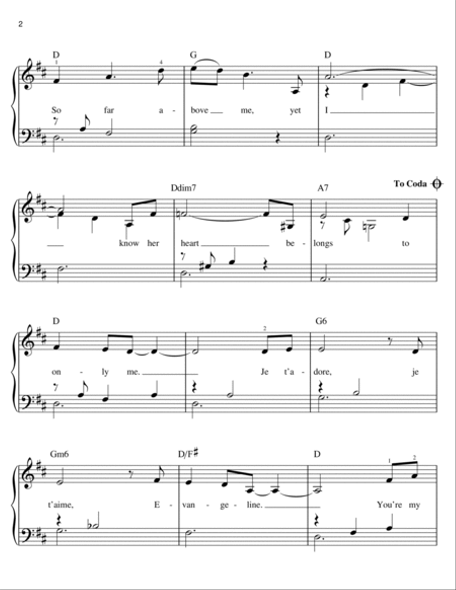 Ma Belle Evangeline Easy Piano scores gallery preview page 2