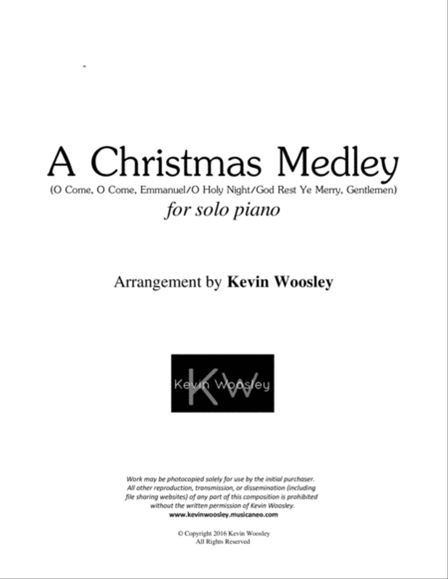 A Christmas Medley (O Come, O Come Emmanuel / O Holy Night / God Rest Ye Merry, Gentlemen) Piano Solo scores gallery preview page 1