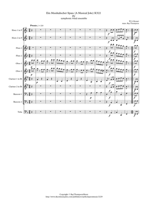 Mozart: Ein Musikalischer Spass (A Musical Joke) K522 Mvt. IV Presto - symphonic wind ensemble