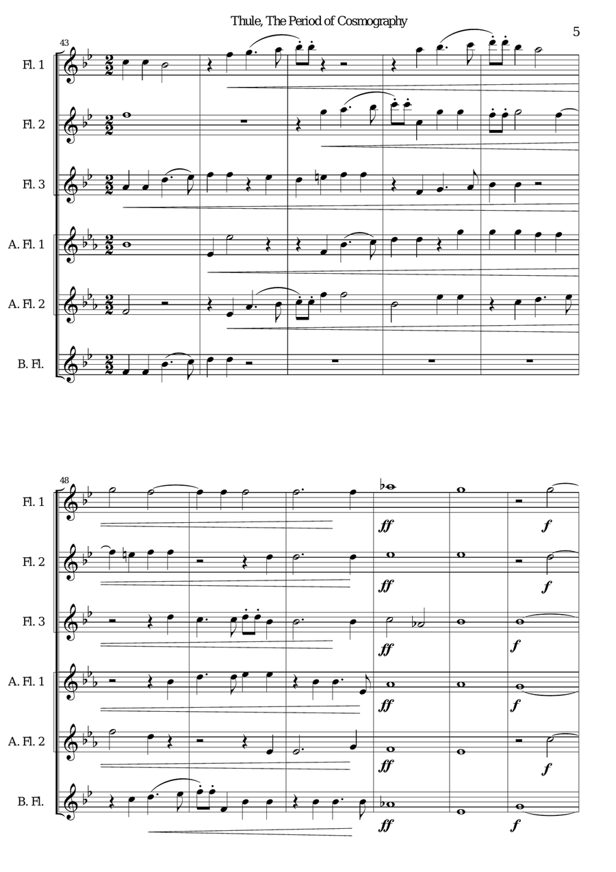 Thule, The period of Cosmography and The Andalusian Merchant for flute sextet or flute choir Flute Choir scores gallery preview page 5