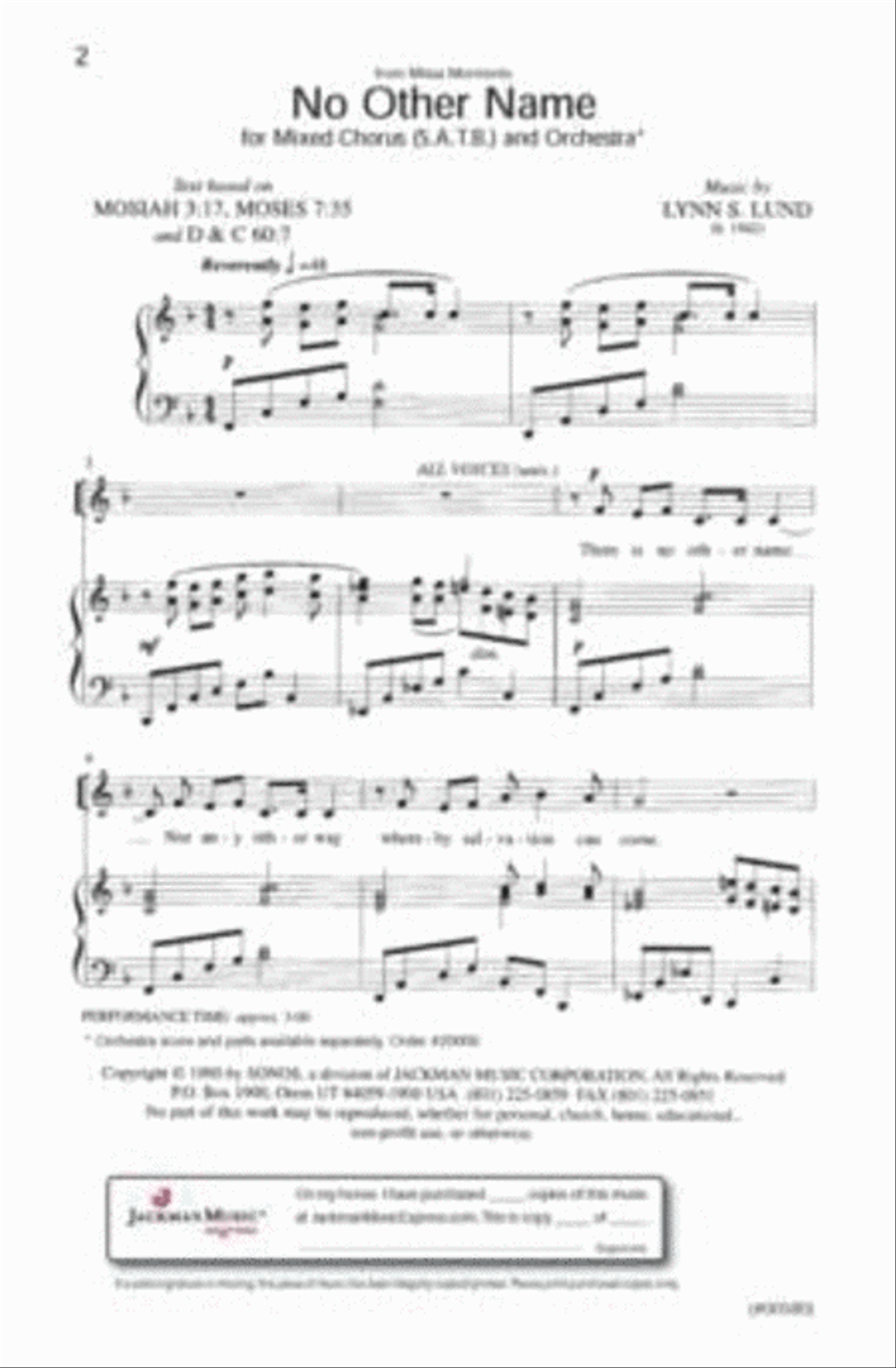 No Other Name - SATB 4-Part scores gallery preview page 2