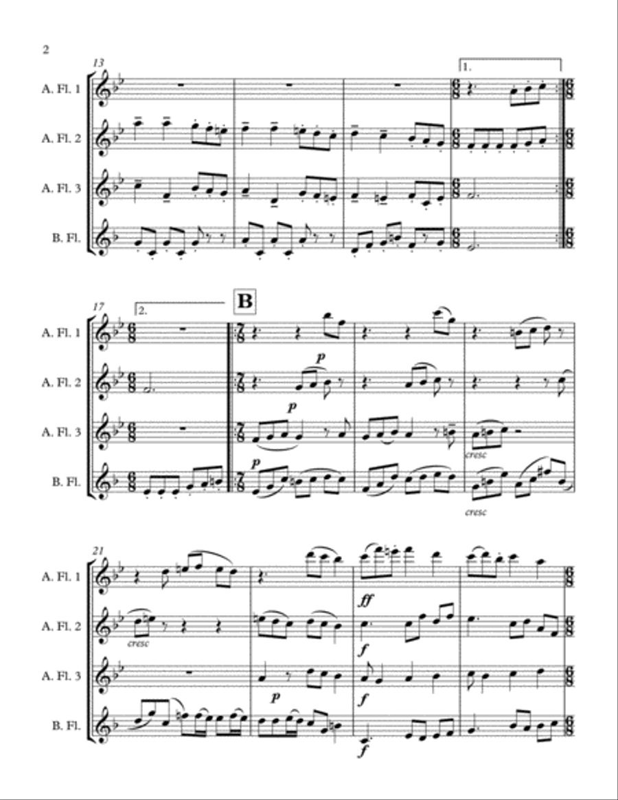 Scherzo for Low Flutes Scherzo for Low Flutes Woodwind Quartet scores gallery preview page 2