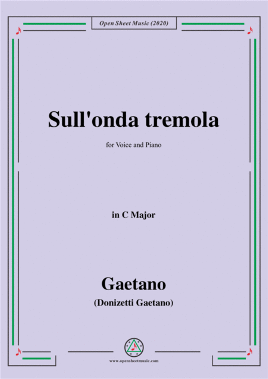 Donizetti-Sull'onda tremola,in C Major,for Voice and Piano Voice Solo scores gallery preview page 1