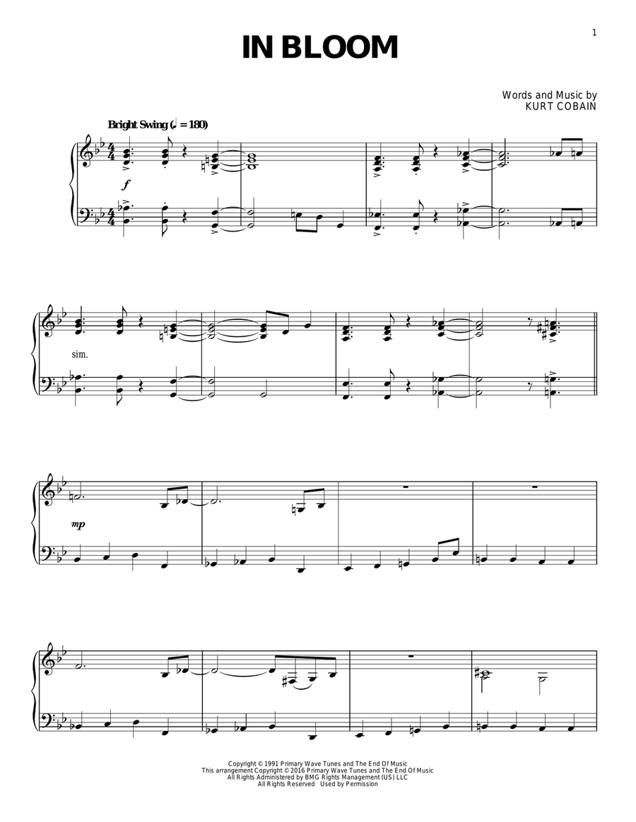 In Bloom [Jazz version] Piano Solo scores gallery preview page 1