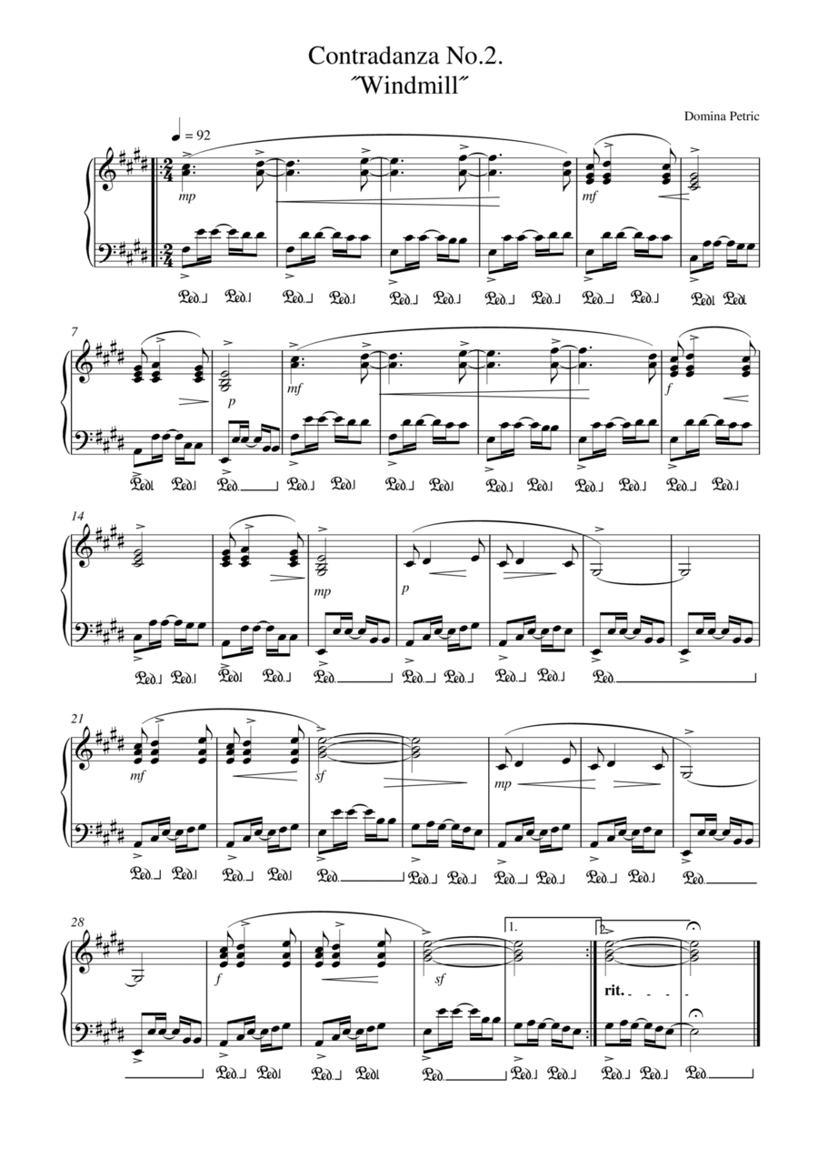 Second Contradanza: Windmill Piano Solo scores gallery preview page 1