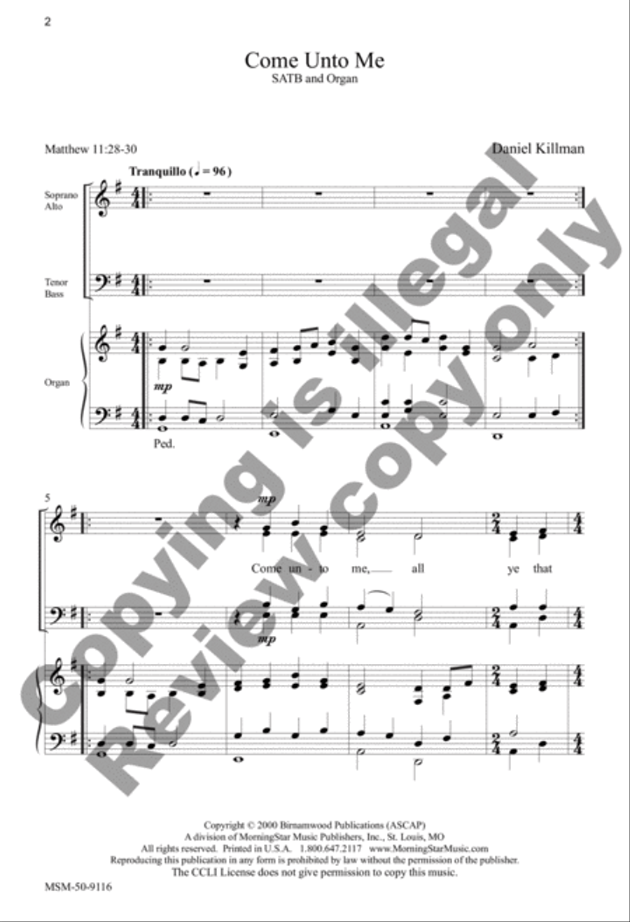 Come Unto Me Come Unto Me 4-Part scores gallery preview page 8