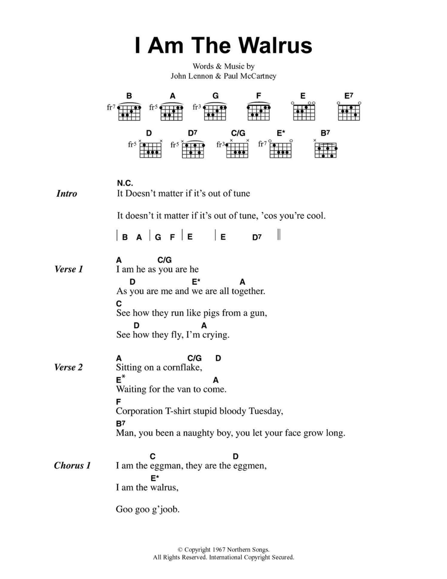I Am The Walrus I Am The Walrus Easy Guitar scores gallery preview page 1