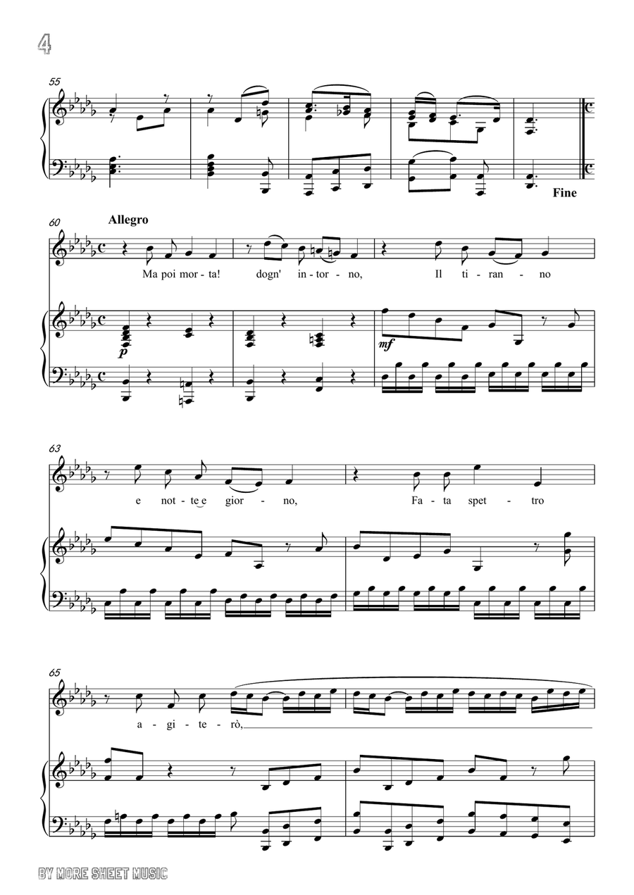 Handel-E pur così in un giorno...Piangerò la sorte mia in D flat Major,for Voice and Piano Piano, Vocal scores gallery preview page 6