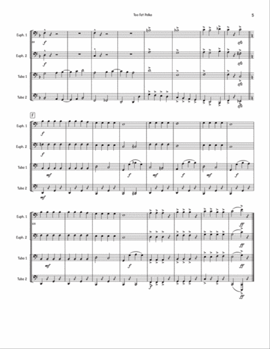 Too Fat Polka (She's Too Fat For Me) Brass Quartet scores gallery preview page 5