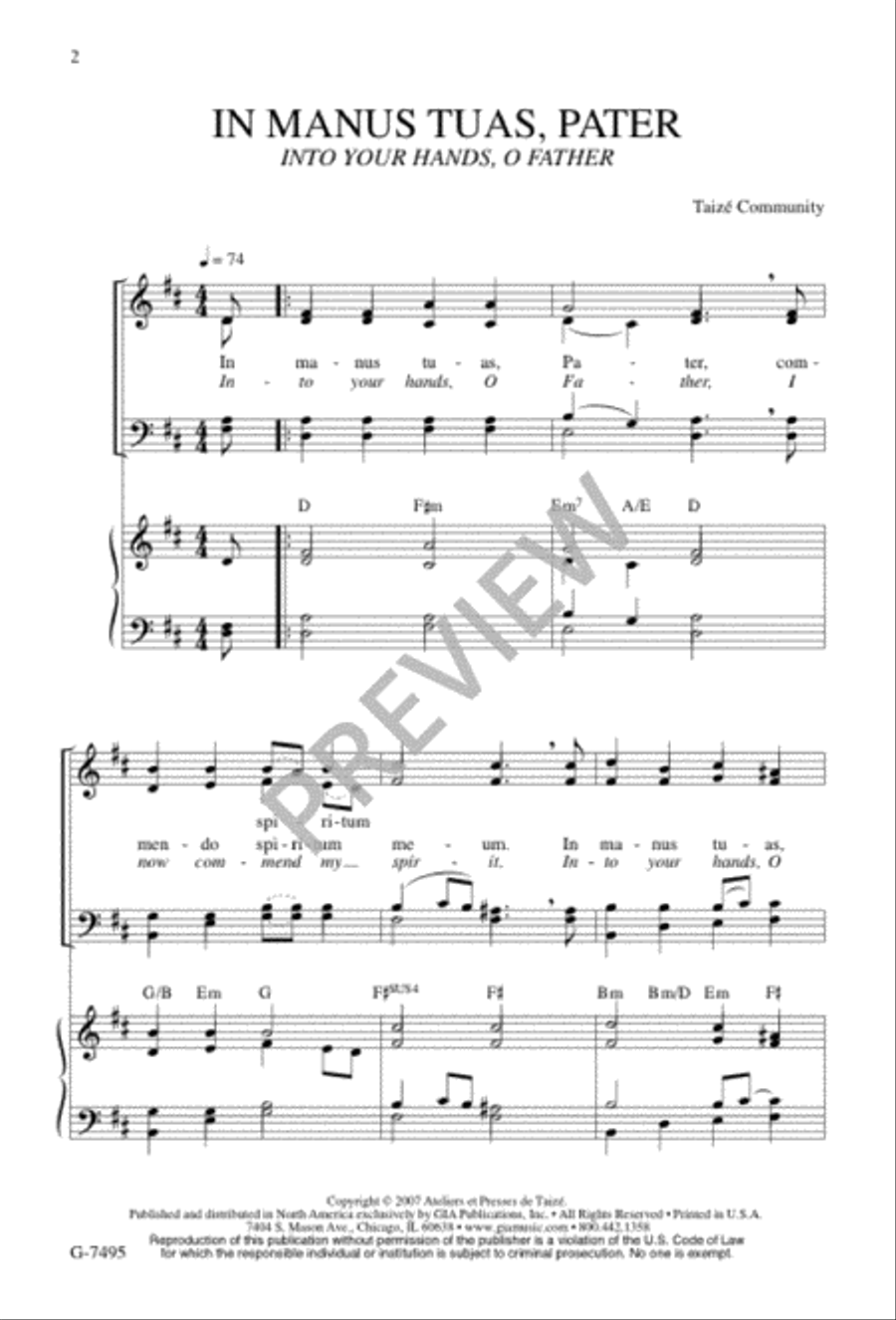 In manus tuas, Pater 4-Part scores gallery preview page 2