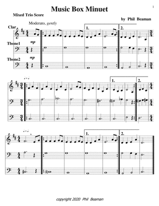 Music Box Minuet-1 Bb Clarinet-2 Trombone trio