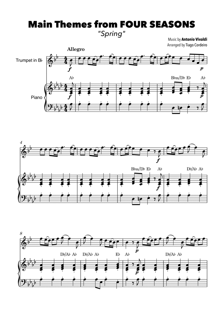 Main Themes from Four Seasons “Spring” Main Themes from Four Seasons “Spring” Chamber Music scores gallery preview page 1
