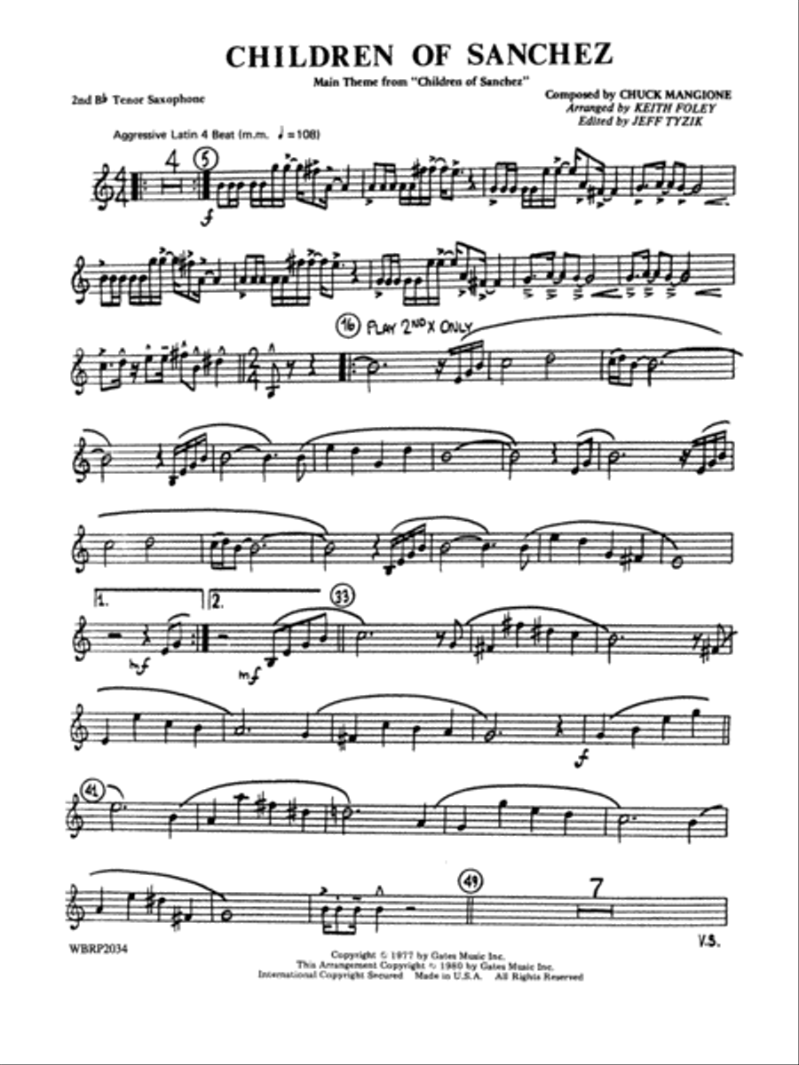Children of Sanchez: 2nd B-flat Tenor Saxophone Jazz Ensemble scores gallery preview page 1