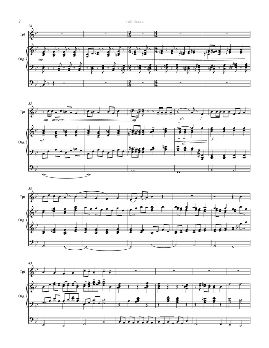 A Mighty Fortress Is Our God for One Trumpet and Organ Trumpet Duet scores gallery preview page 3