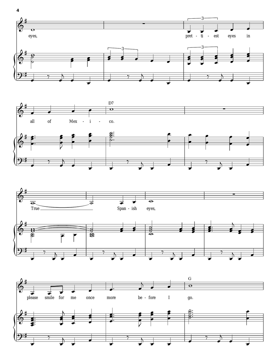 Spanish Eyes Spanish Eyes Piano, Vocal scores gallery preview page 4