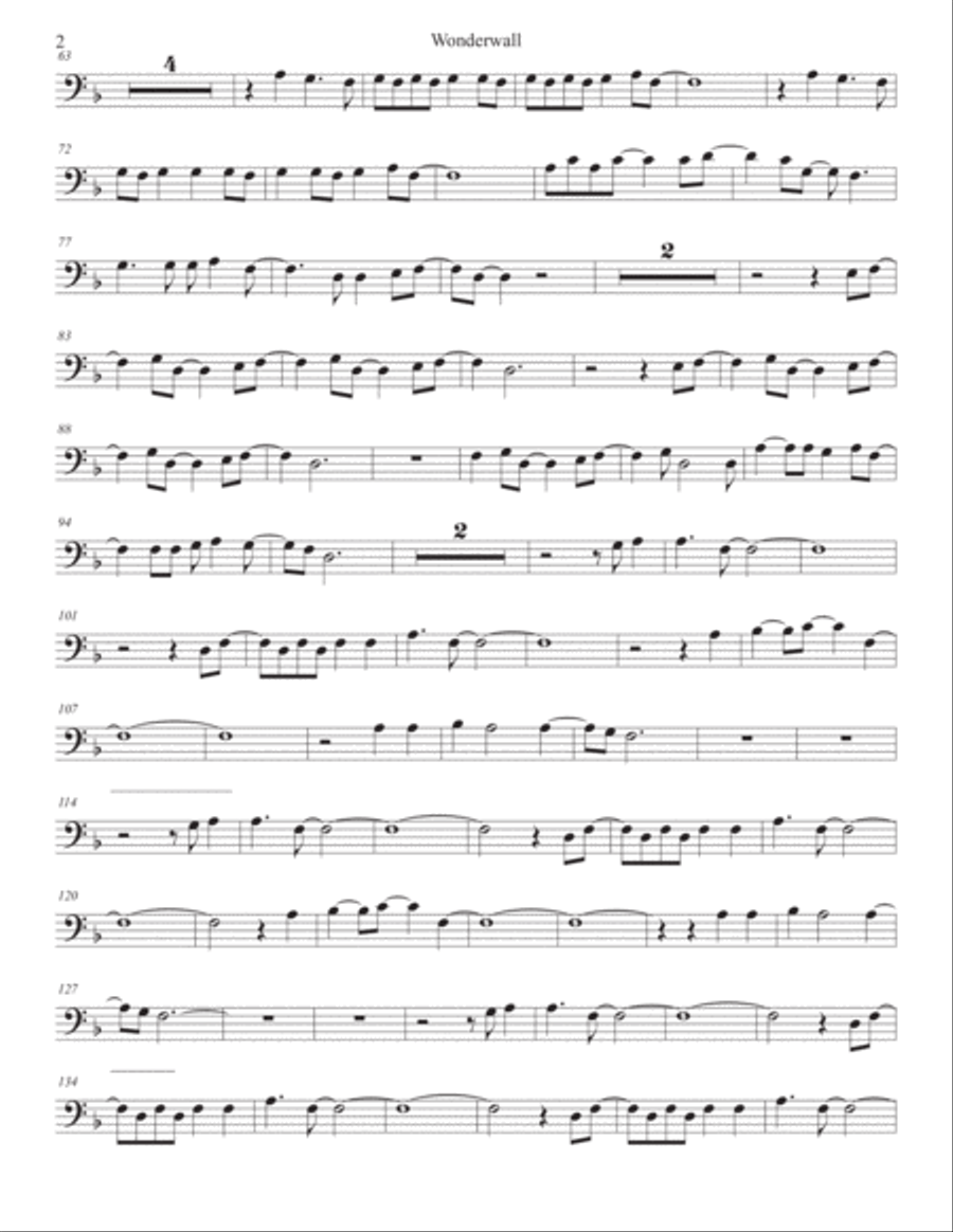Wonderwall Cello Solo scores gallery preview page 2