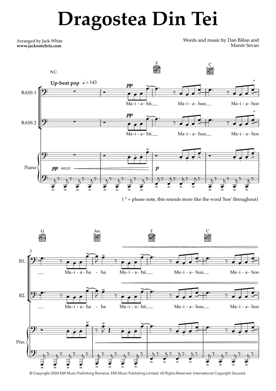 Dragostea Din Tei TTBB scores gallery preview page 1