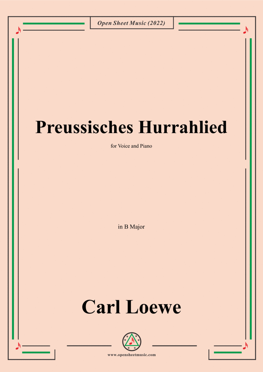 Loewe-Preussisches Hurrahlied,in B Major,for Voice and Piano Voice Solo scores gallery preview page 1
