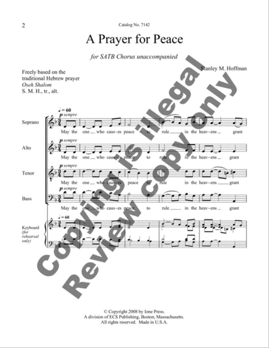 A Prayer for Peace A Prayer for Peace 4-Part scores gallery preview page 3