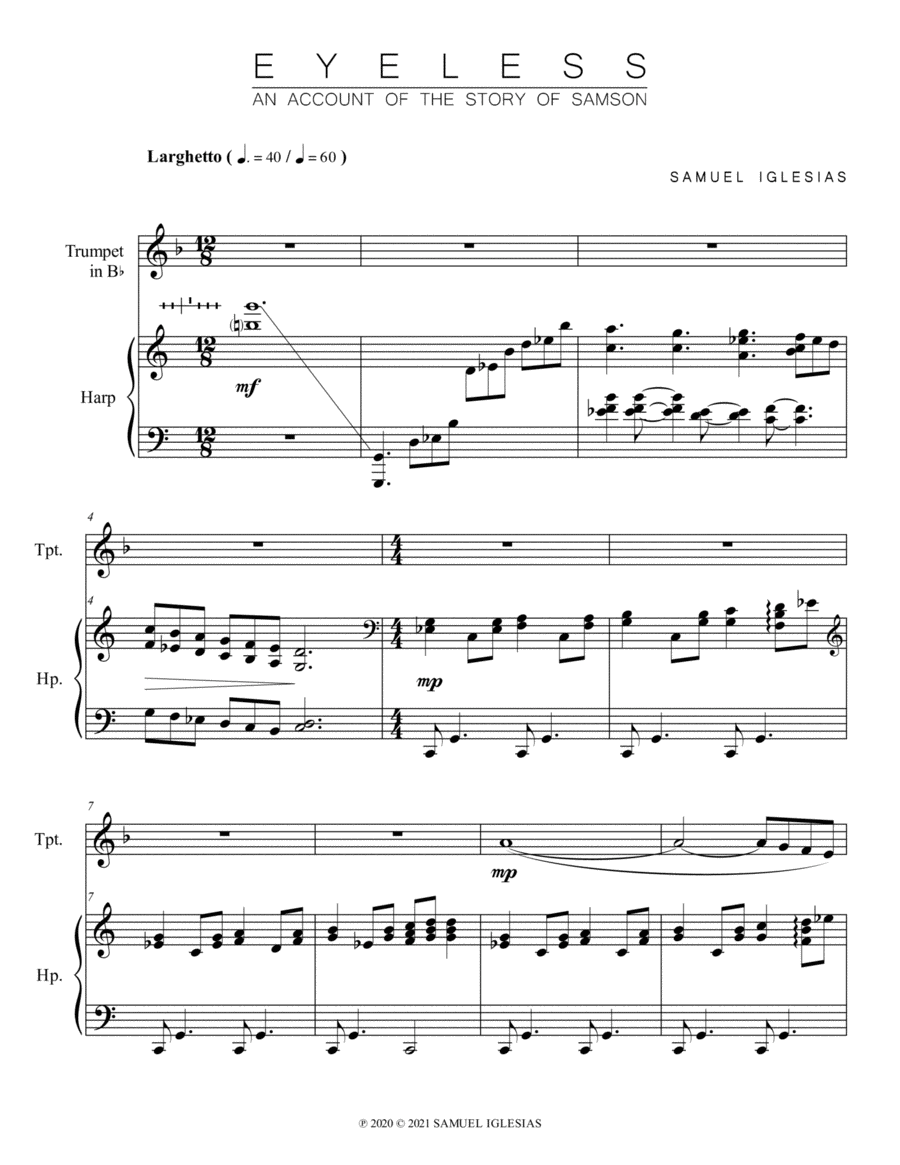 Eyeless: An Account Of The Story Of Samson Small Ensemble scores gallery preview page 1