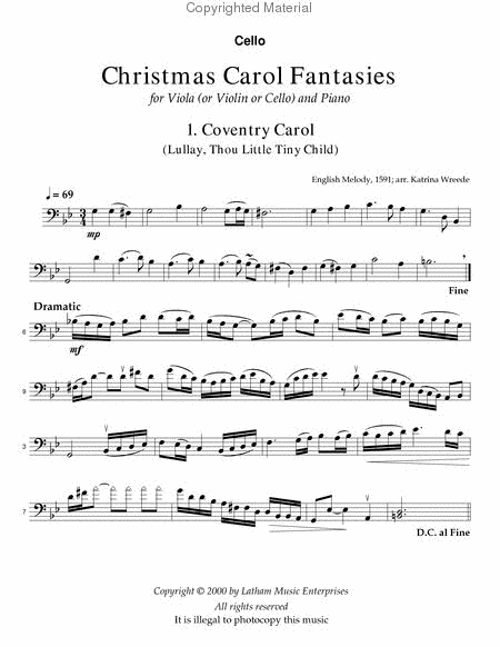 Christmas Carol Fantasies - Cello image number null